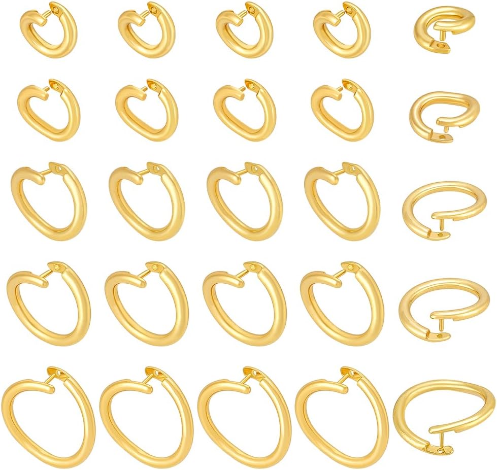 PH PandaHall 40pcs 5 Sizes Locking Jump Rings, Brass Locking Rings Golden Tone Jewelry Connectors Findings for DIY Crafts Bracelet Necklace Earring Jewelry Making, 5.5/7.5/10/12/14mm