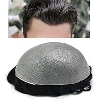 Vista 34 de Toupee para hombres pieza de pelo 0.002 in piel ultra fina para hombre Toupee cabello humano gris sistema de reemplazo para hombres sistema