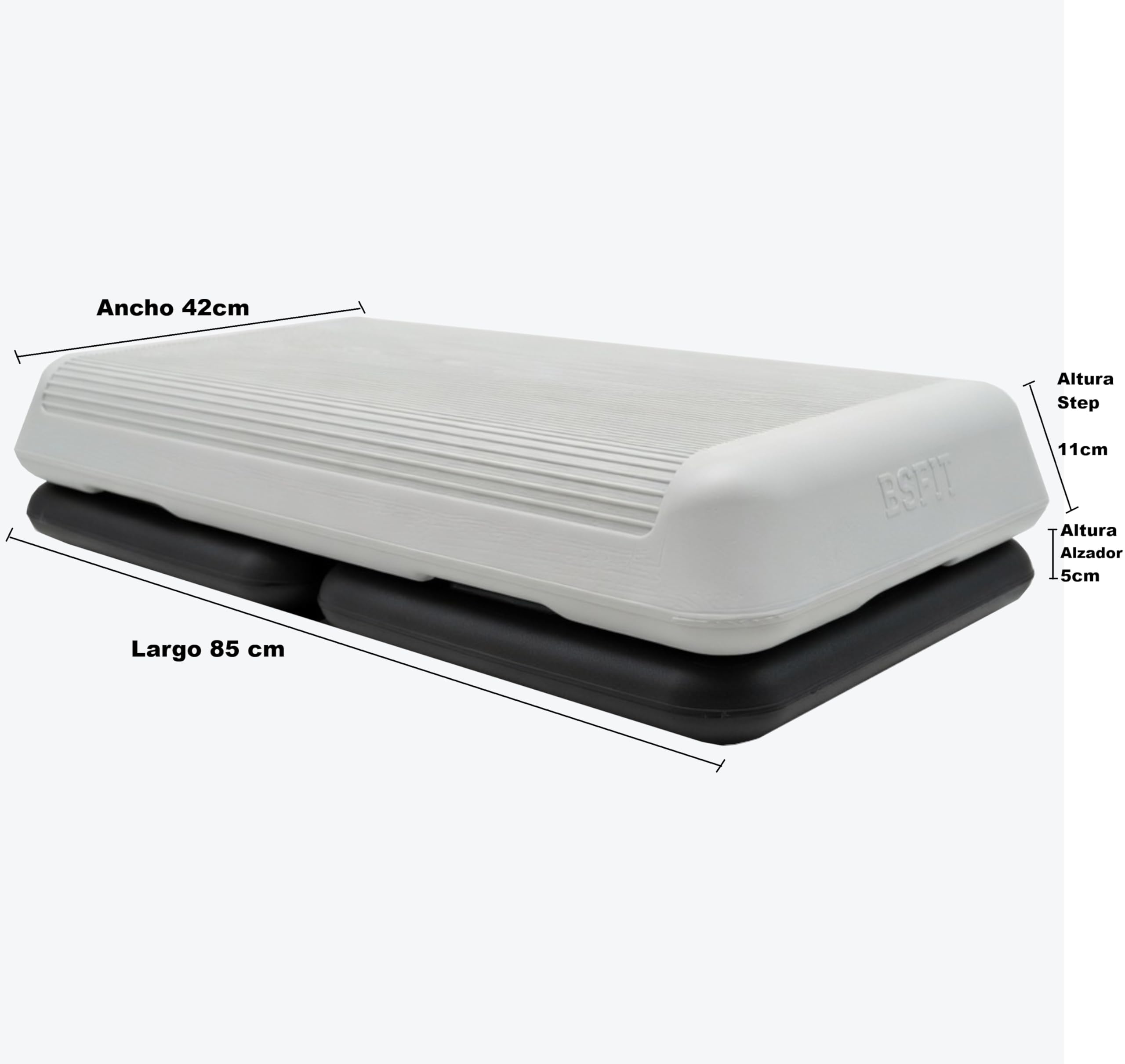 Step Aerobic Profesional - Altura Ajustable 11cm/16cm/21cm - Plataforma de Fitness para Casa y Gimnasio - Fabricado en España - Superficie Antideslizante (Step Profesional + 2 Elevadores)