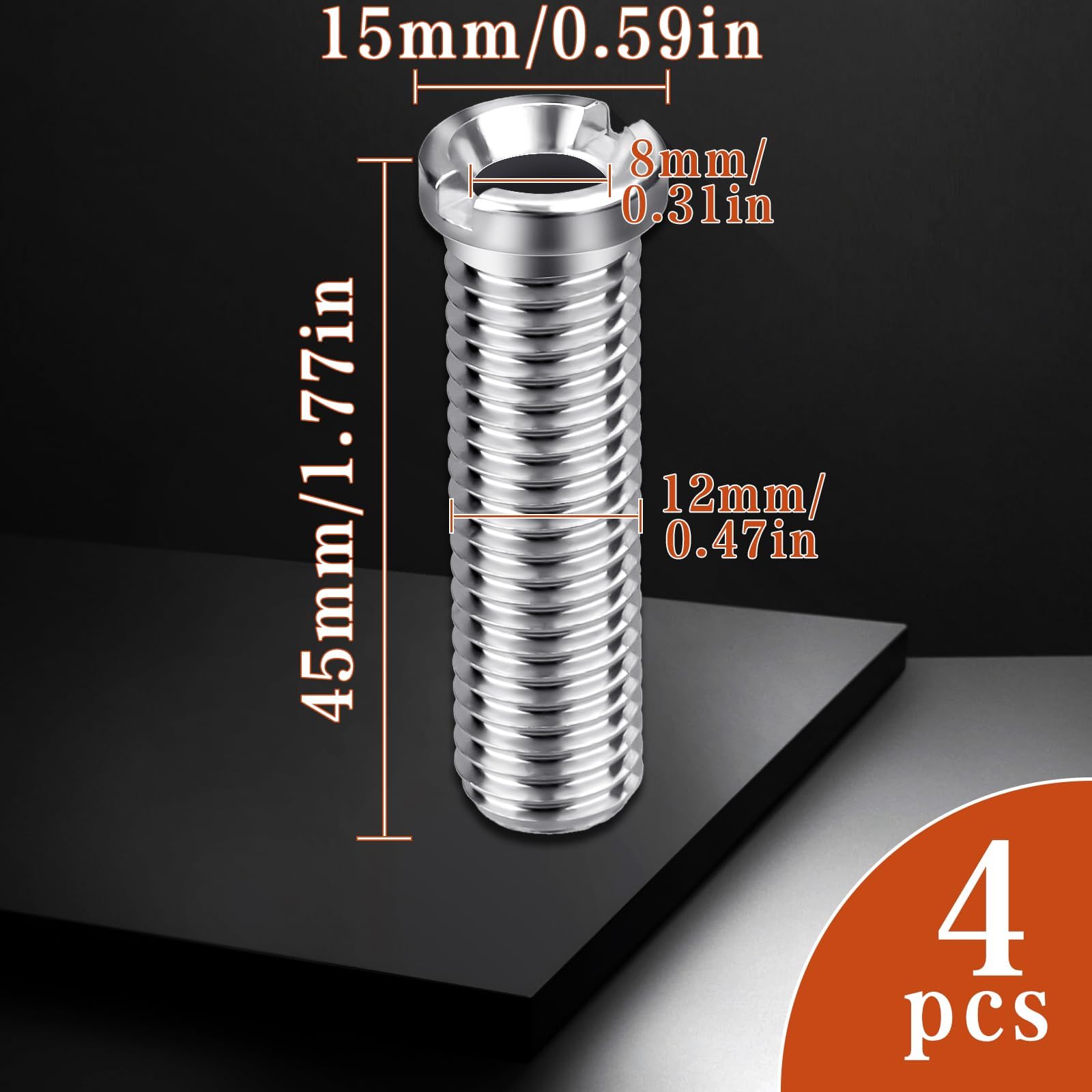 SWTYExt 4 Pieces Hollow Screw Sink 45mm Hollow Screw Stainless Steel Drain Strainer diameter 12mm for Valve Drains with 1.5 inch and 3.5 inch Accessories for Kitchen Sink Basket Strainer Drain Valve - Image 3