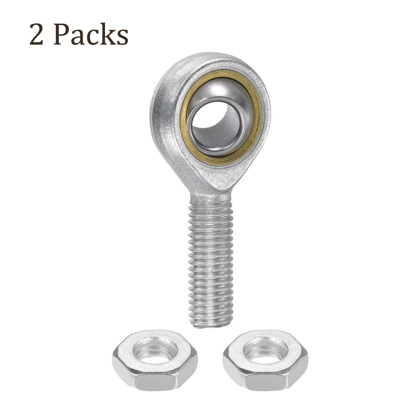 2 Piezas SA12T/K M12 Rótula De Extremo De Barra - [Diámetro Interno 12mm, Rosca M12x1.75 Macho Derecha] Rótula Macho Con Tuercas De Seguro, Acero Al Carbono 45#