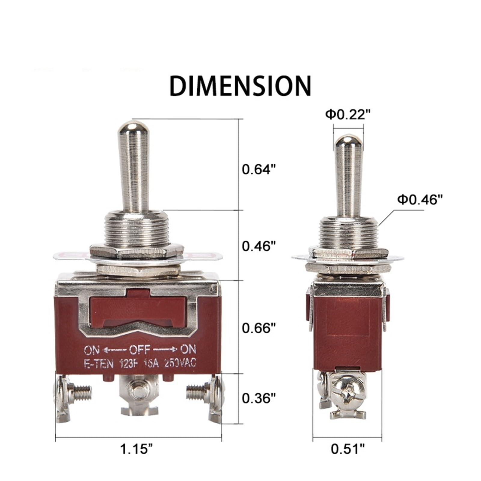 Interruttore a levetta momentaneo da 15 A, 12 V CC/250, a 3 vie (ON)-Off-(ON) con cappuccio di protezione impermeabile for auto, barca Auto Barca Camper