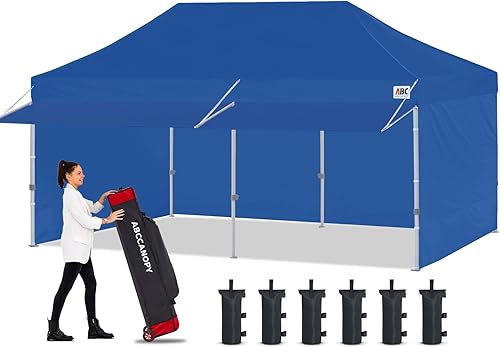 Miniatura 1 de ABCCANOPY - Toldo de 10 x 10 pies, plegable, portátil, con paredes laterales a juego, bolsas de peso, bolsa con ruedas, con marquesina adicional