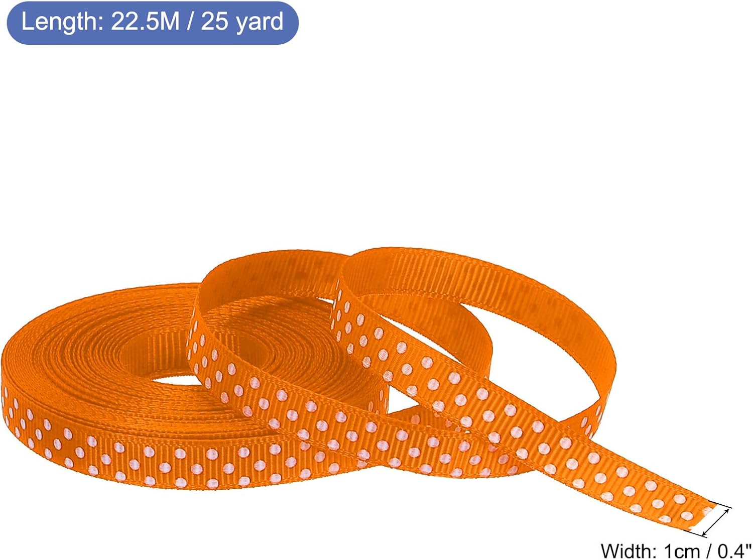 MECCANIXITY Grosgrain Ribbons 25 Yards 3/8 Inch Orange with White Dots Ribbon Bow Decoration for Crafts Gift Wrapping Wedding DIY Handmade
