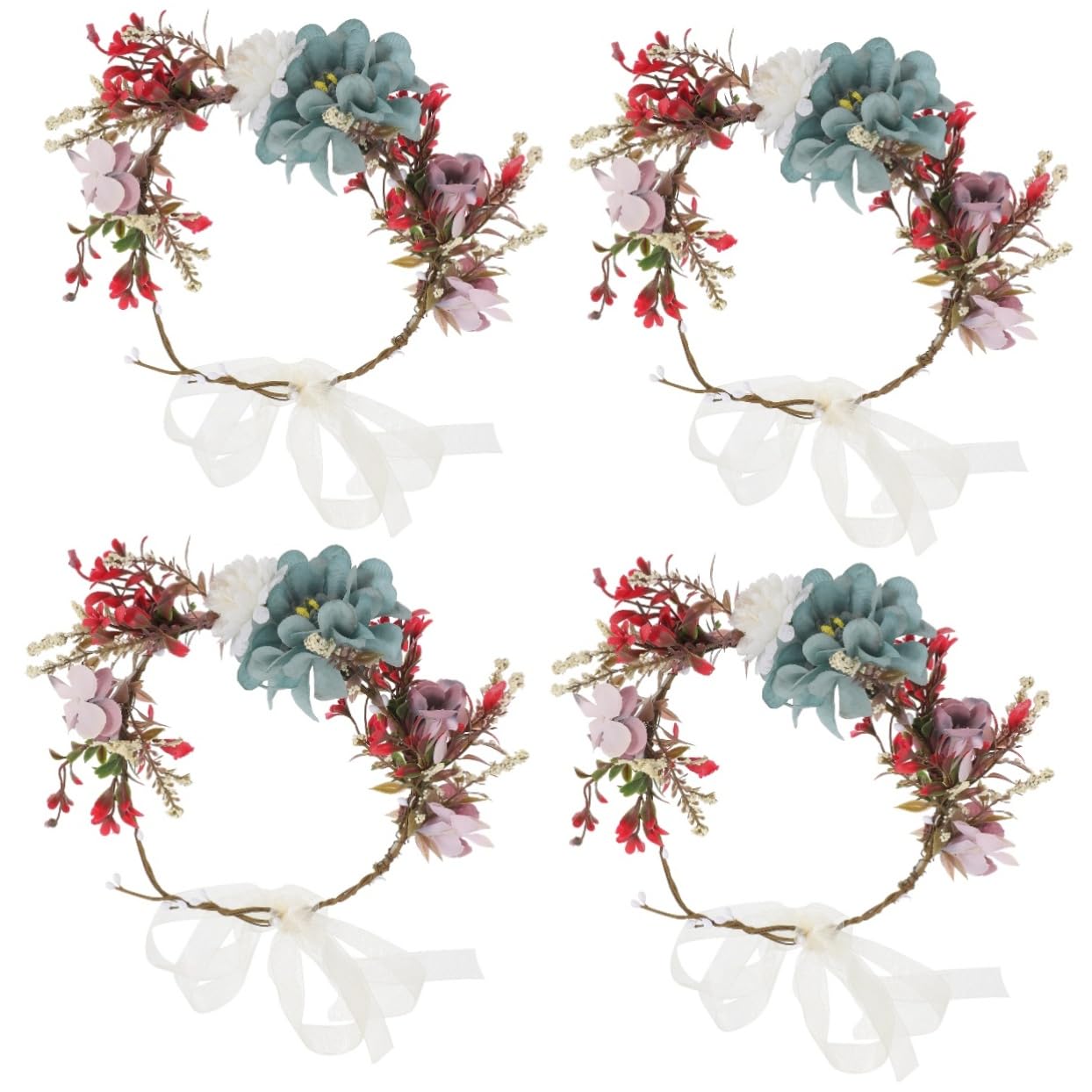 FOMIYES 4piezas Diadema De Flores Artificiales Para Novia Floral Para Bodas y Accesorios Para Cabello De Para Novias y Jóvenes