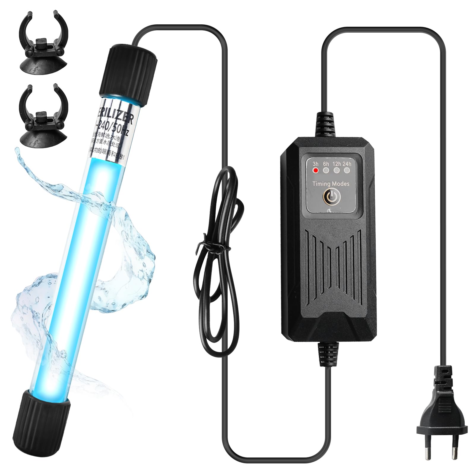 Lámpara UV Esterilizador Para Acuario Con Temporizador, Luz UV De 13W Para Desinfección En Hogar, Clarificador De Agua UV, Lámpara Asesina De Bacterias
