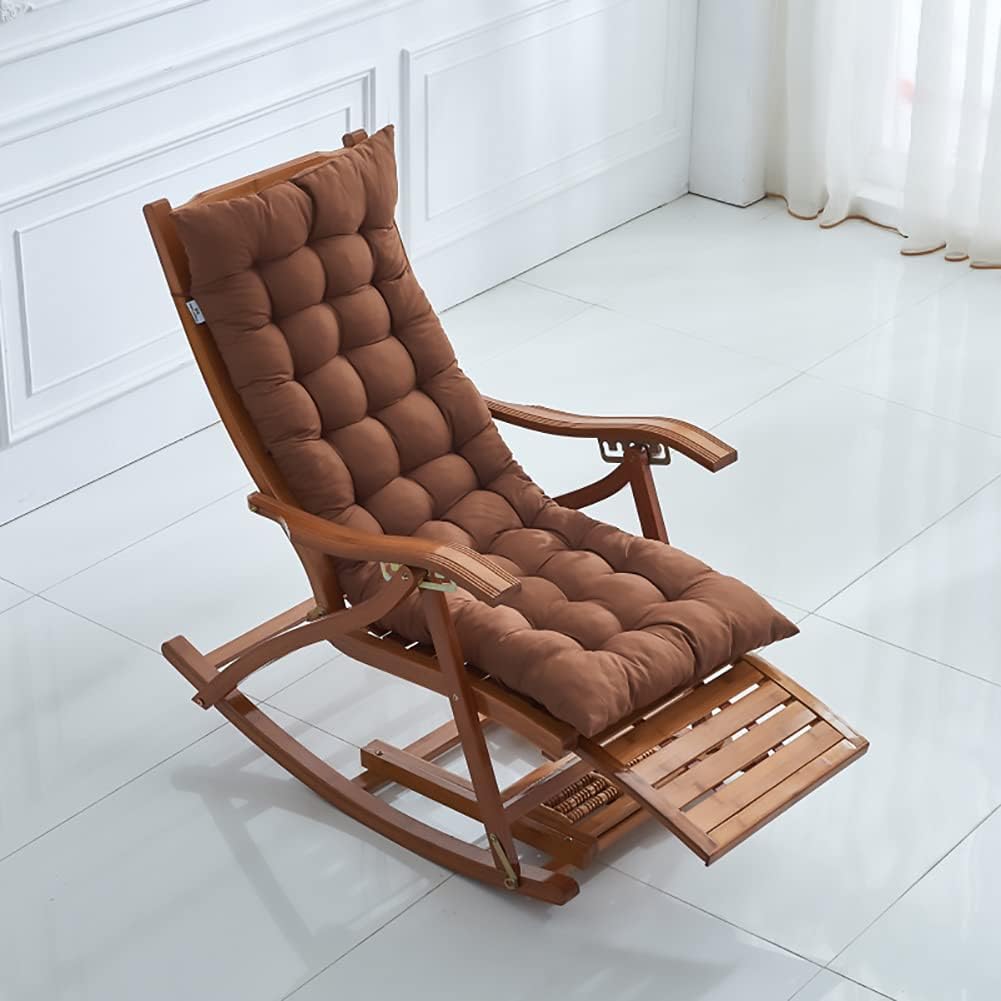 Outdoor Indoor Rocking Chair Cushions,Patio Decorative Garden Sunlounger Cushion Seasonal Seating Cover for Travel Holiday (Cushion Only)-Brown 90x40cm(35x16inch)