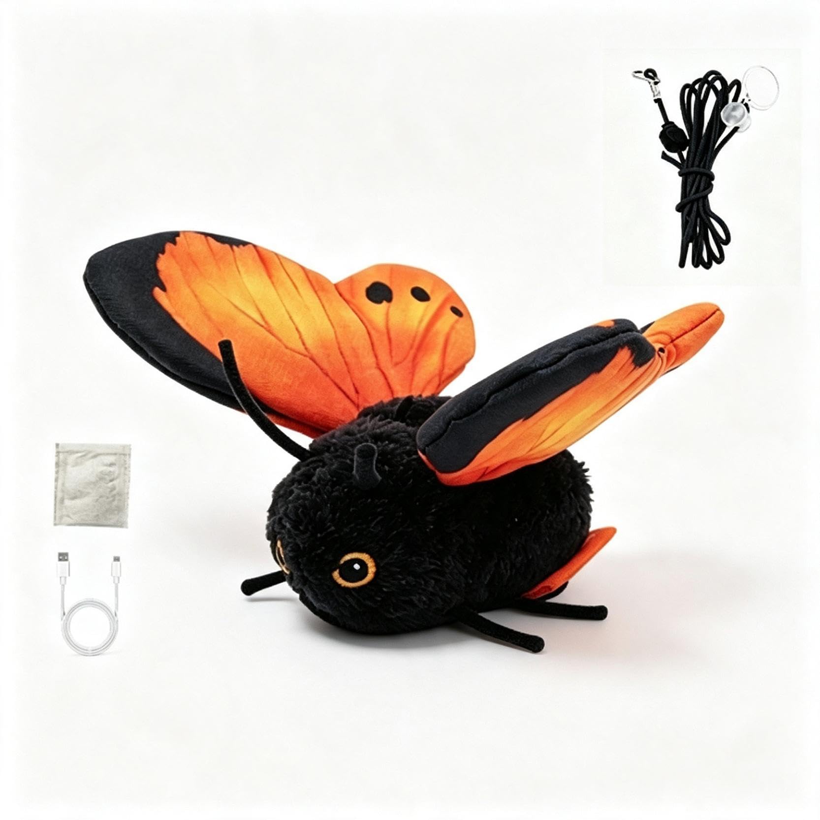 Smart Sensing Flapping Butterfly Toy, Interactive Electric Cat Toy(Orange)