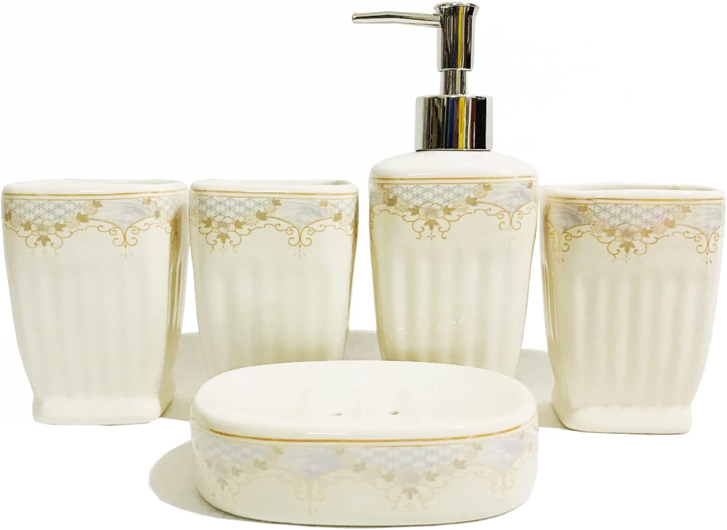AOPPLSOT Vintage White Bathroom Accessories Set,for Elegant