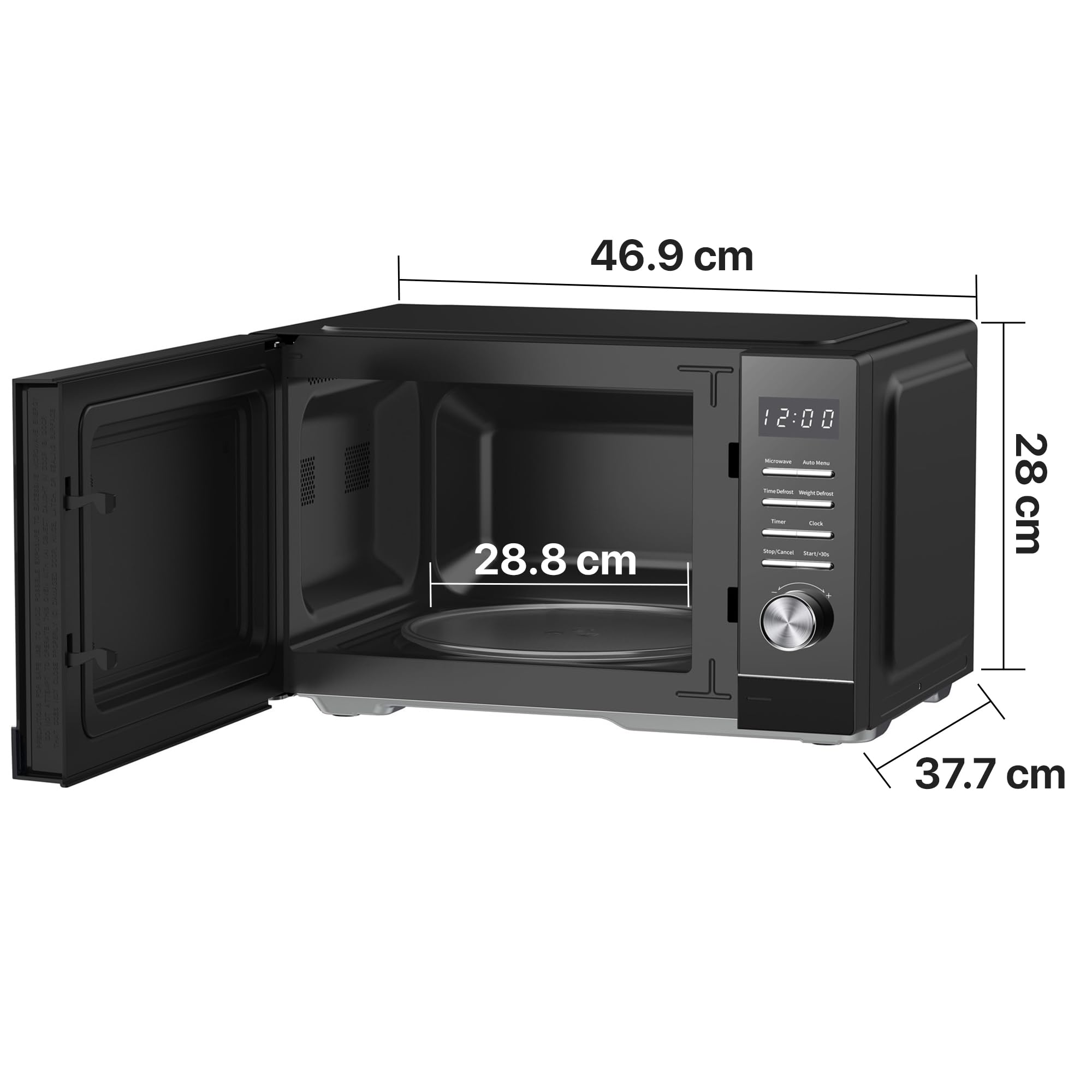 HMW-MD25DMRBK Mechanischer Mikrowellenherd, 25 l, 800 W Aufsatz-Mikrowelle mit 5 Leistungsstufen, Timer, Auftaufunktion, schwarzes Finish, 28,5 cm Drehteller, 3 Jahre Garantie (Mirror Black)