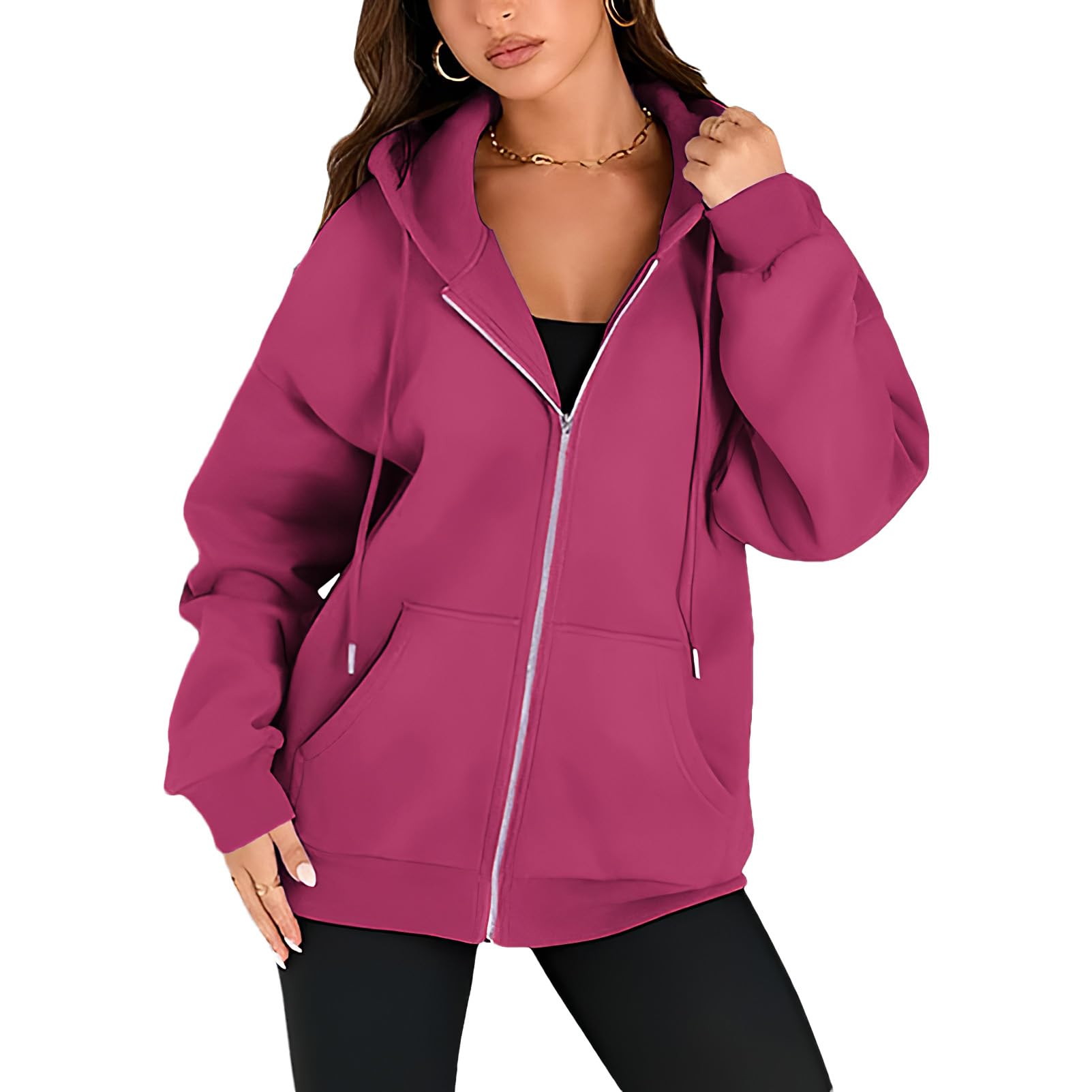 amropi Sudadera de Mujer Deportiva Chaqueta con Capucha y Cremallera Casual Hoodie Abrigo