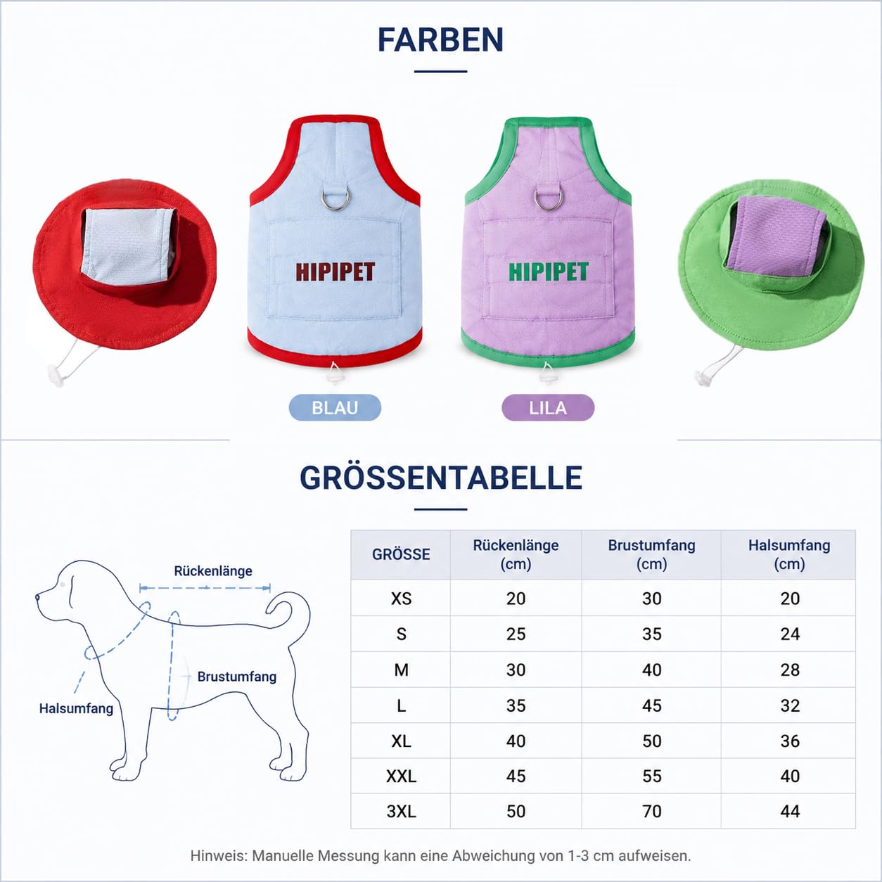 Kühlweste Hund – Sommer Kühljacke mit Ice Pack & Kapuze, Atmungsaktiv, UPF50+ Sonnenschutz, Sonnenschutz Hunde XS–XXL für kleine & mittelgroße Hunde