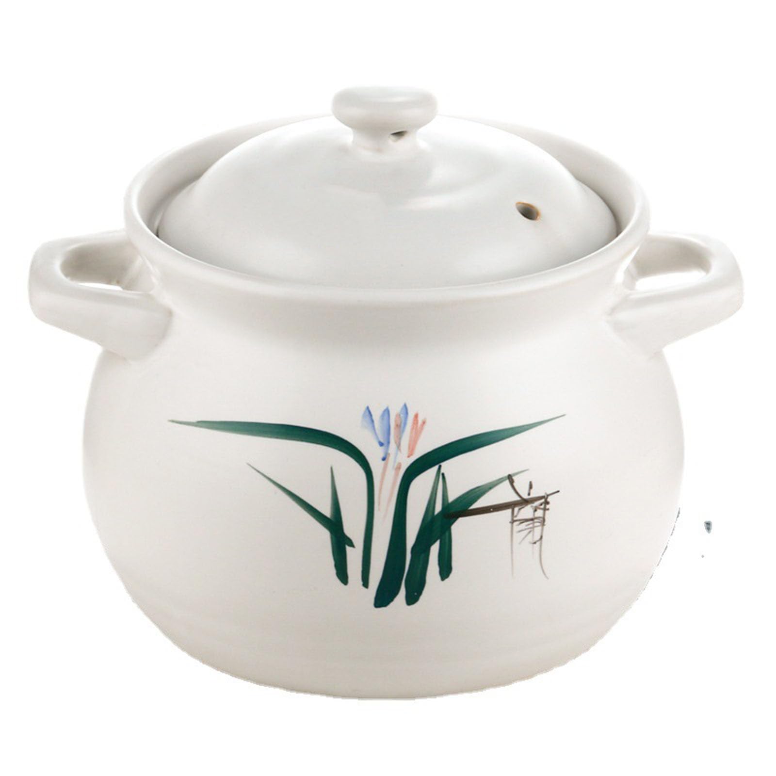Olla de cerámica de barro con tapa para hacer guisos, gachas, sopa, 6,2 l