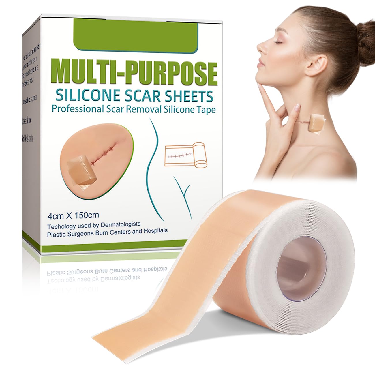 Cerotti Silicone Cicatrici Riutilizzabile, Foglio Cicatrici