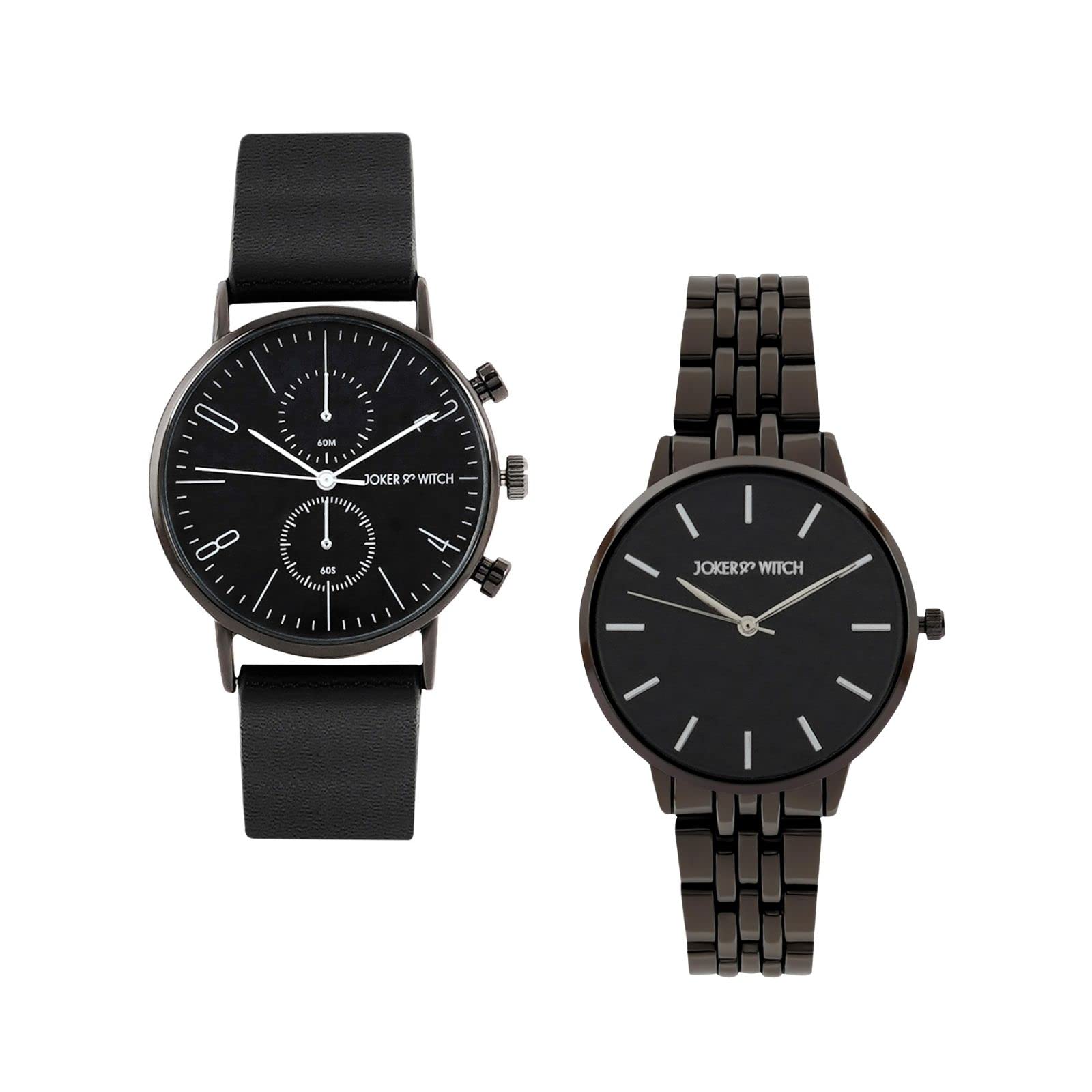 Joker & Witch Leather Beany & Bubby Couple Analogue Watches, Black Dial, Black Band (B0BVB44KYP) Amazon Price History, Amazon Price Tracker