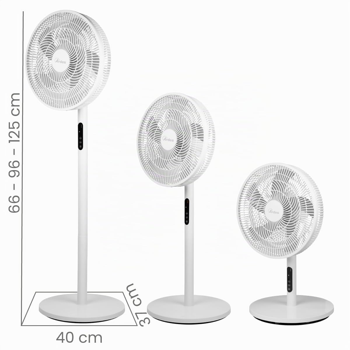 ARDES AIRE D AR5PR4005 Ventilatore 3 in 1 Ø40 cm 50 W con telecomando, altezza regolabile 66–125 cm e timer 9 h