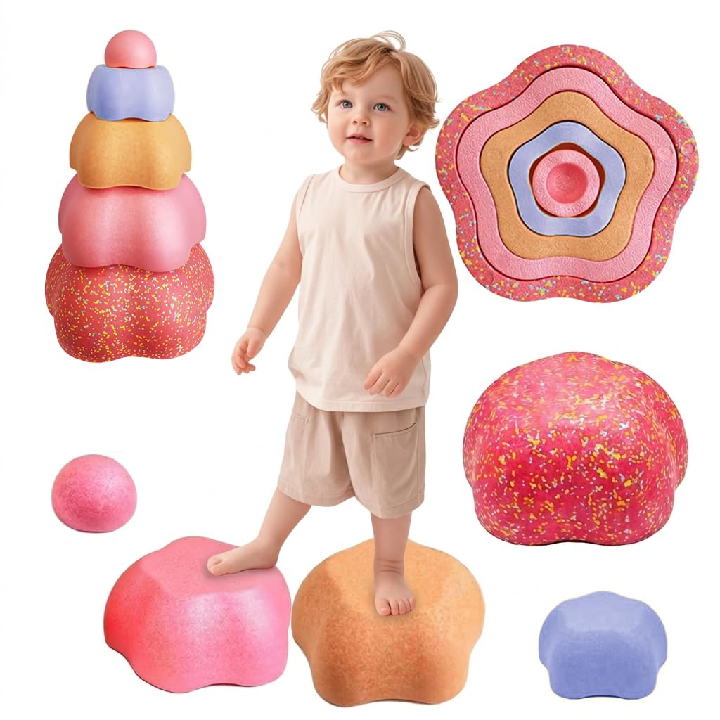 Proberos® Kids Sensory Balance Stones Set, 5Pcs EPP Foam Stepping Stones, Blocks Stacker Game, Non-Slip Stackable Training Blocks for Coordination, Motor Skills & Sensory Integration for Toddlers-picture-33