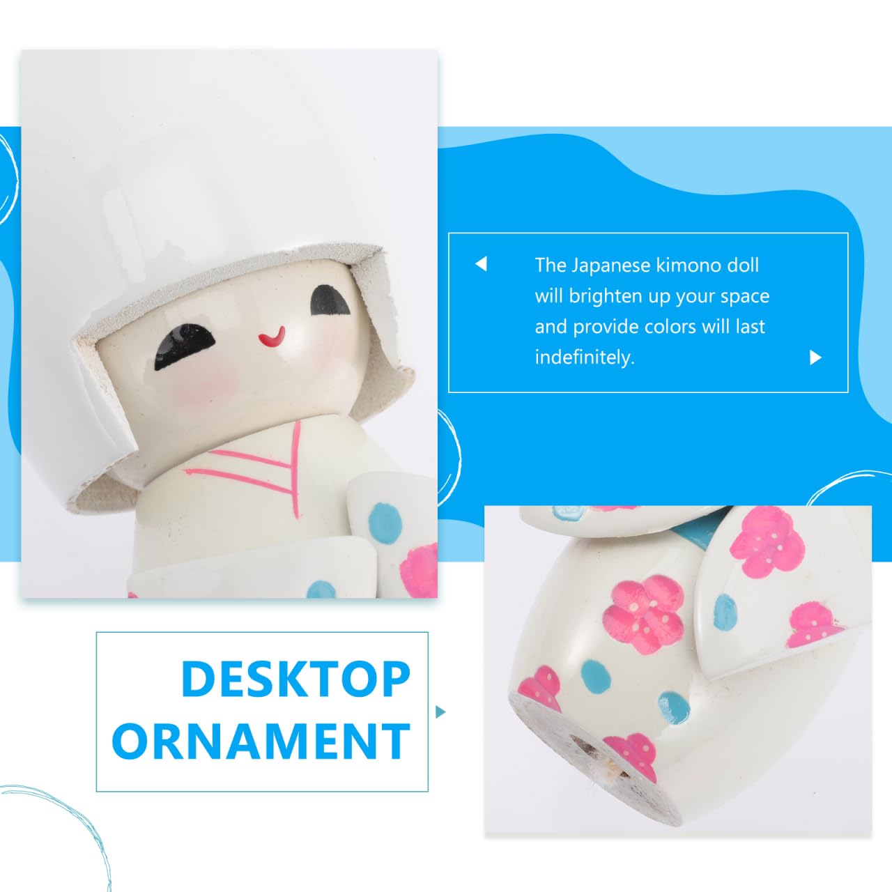 TOYANDONA Statuetta da collezione tradizionale giapponese Kimono Kokeshi in legno con geisha asiatica, per ufficio, casa, feste, decorazione da tavolo