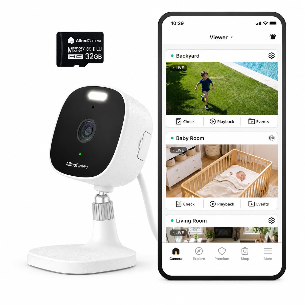 AlfredCam Plus 2 Smart Home Security Camera 2.5K, WiFi 2.4 & 5GHz, Indoor/Outdoor, IP65 Waterproof, LED Spotlight, Two-Way Audio, Color Night Vision, Baby/Pet Cam, App Powered (90M+ downloads)-image-43