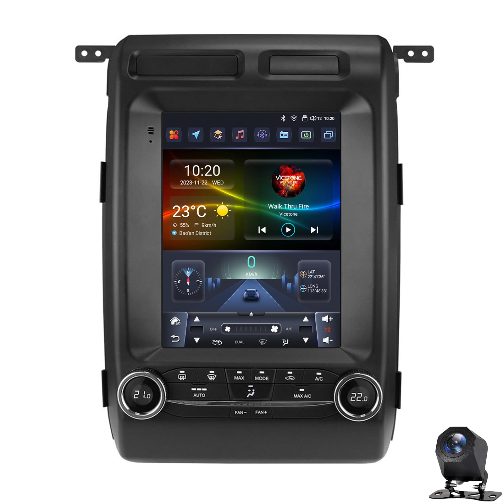 LiteGauge Car Radio Stereo Upgrade for Ford F150 2009-2014 5G WiFi DSP Carplay Android Auto 9.7" 1027 * 768 Touch Screen Radio Bluetooth 5.0 FM/RDS GPS SWC Backup Camera(Size:8CORE 8+128G,Color:B)