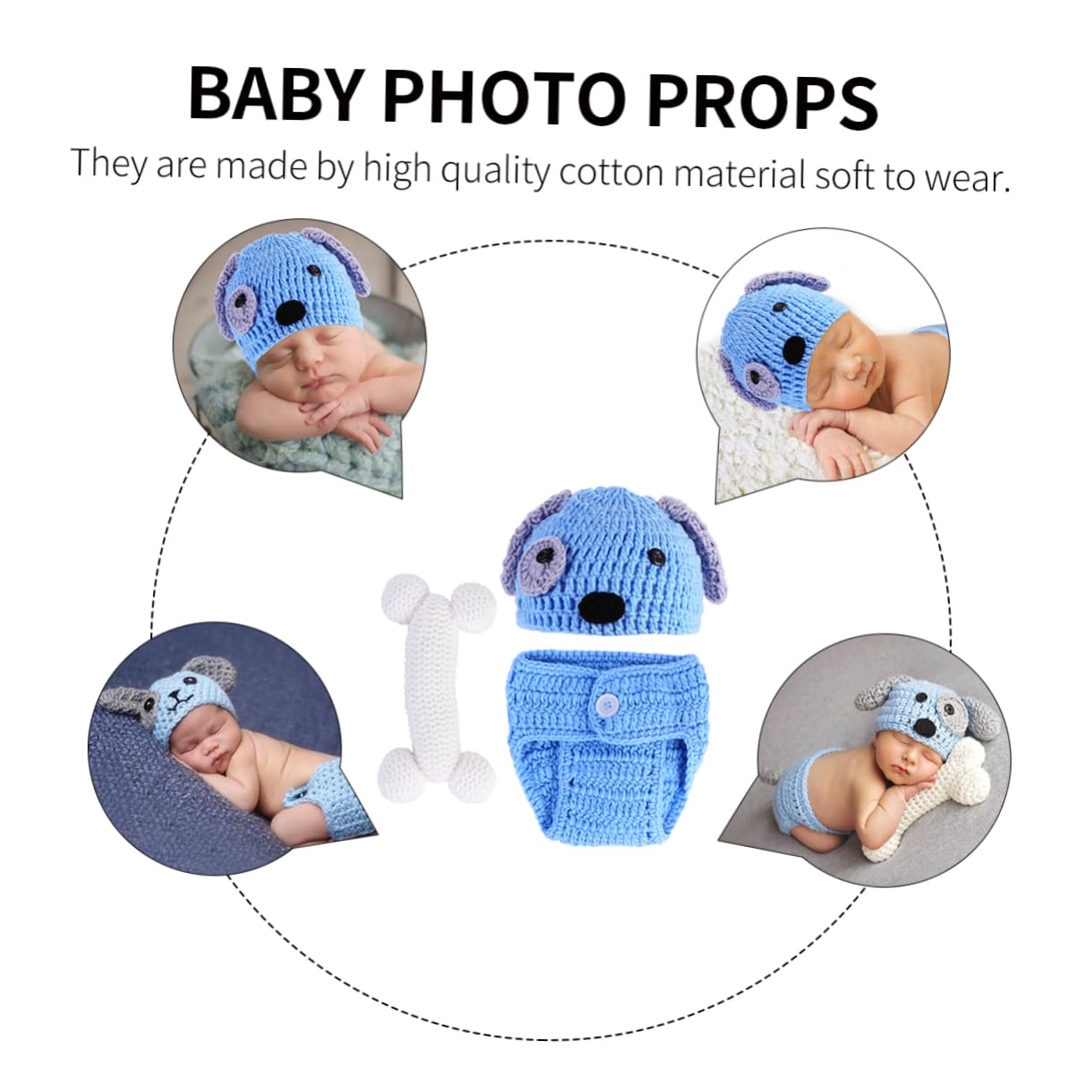 UKCOCO Conjunto Ropa De Perrito Para Recién Nacidos Accesorios De Fotografía Azul