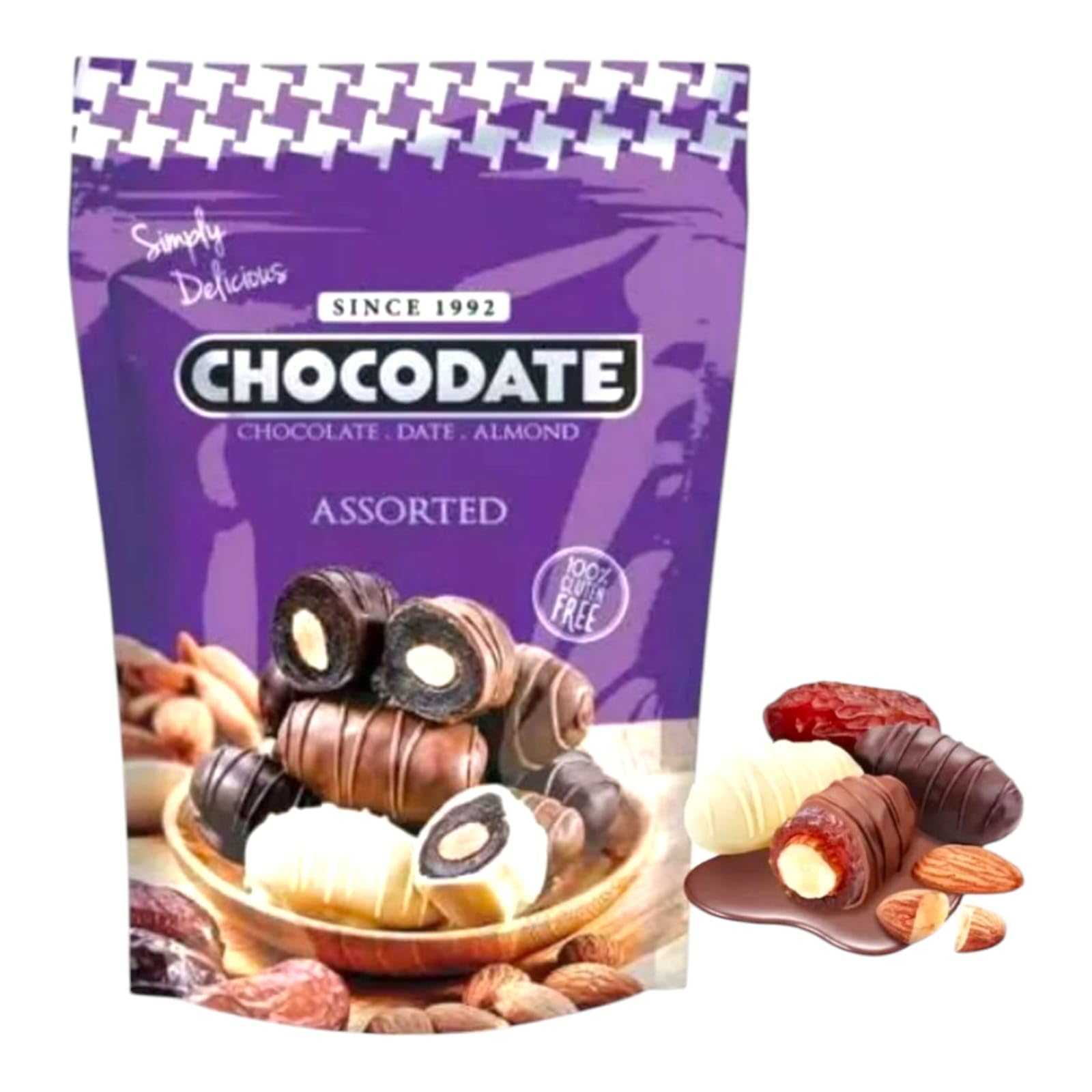 Chocodate Assorted Chocolate with Almond, Simply Delicious, 80g (UAE)