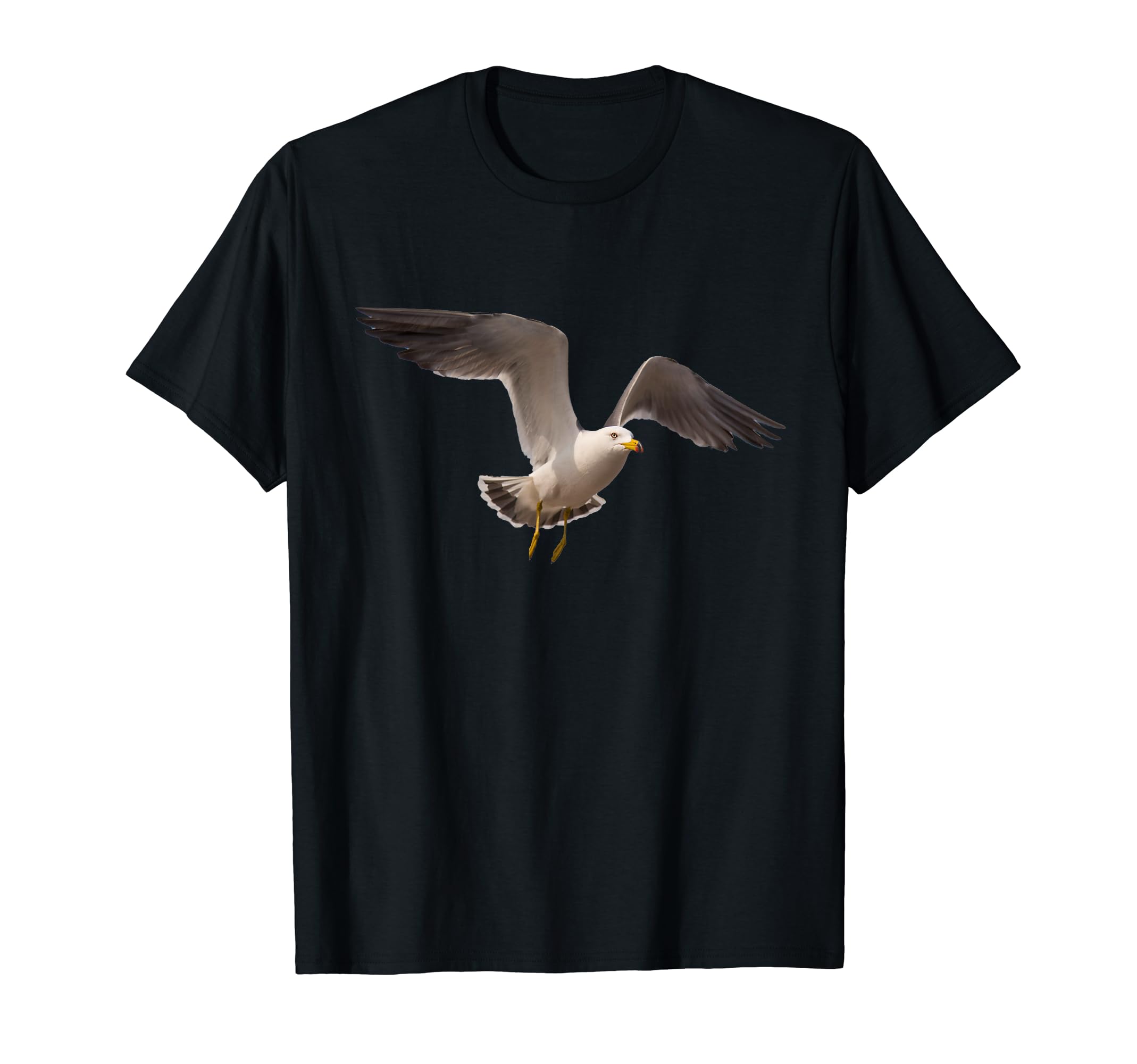 Seagull Bird ApparelElegant Seagull Bird In Flight Photo Portrait Artwork Design T-Shirt