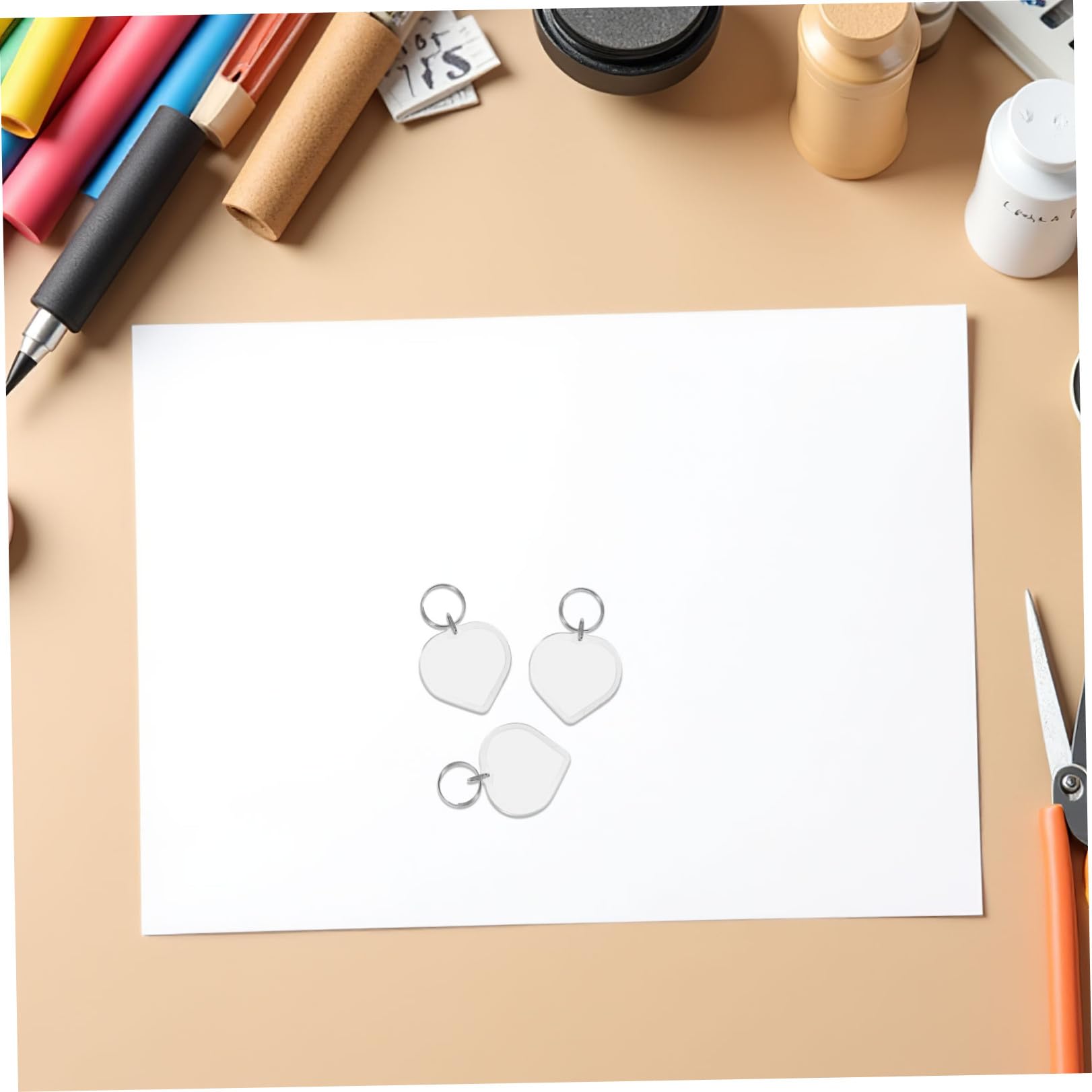 Housoutil Portachiavi 100 Pezzi a Forma di Cuore in Acrilico per DIY con Design Sobrio e Foto Personalizzabile per