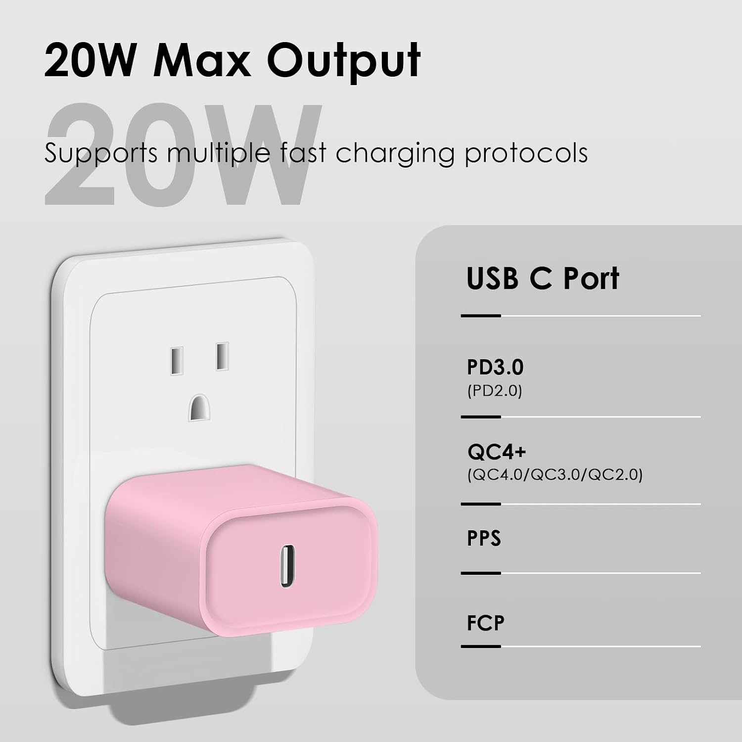 Phone 14 13 12 Fast Charger [MFi Certified] 10FT Type C Charger 2 Pack 20W USB C Charger Block with Fast Charging Cable for Phone 14/14 Pro/13/13Pro Max/12/12 Pro Max/11/XS/XR/X/8Plus(Pink)