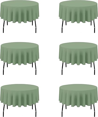 Miniatura 43 de BRILLMAX 4 paquetes de manteles redondos de 132 pulgadas color marfil - manteles circulares a granel de lino y poliéster lavables para mesa