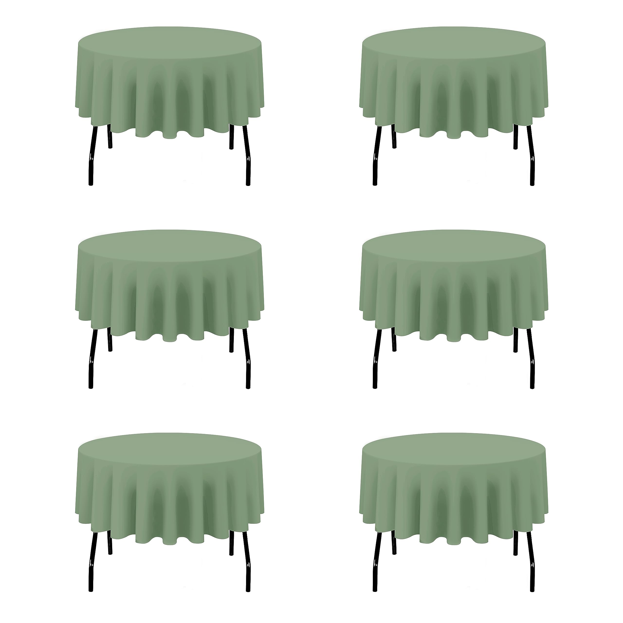 BRILLMAX Paquete de 6 manteles redondos de color verde salvia de 70 pulgadas, tela de lino y poliéster, lavable, para bodas, recepciones, banquetes, fiestas de cumpleaños, bufé y restaurantes