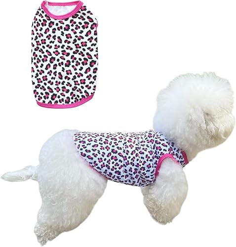 Miniatura 7 de Harikaji Ropa para mascotas, camiseta con estampado de leopardo, chaleco de algodón para cachorros, gatos, ropa de primavera y verano, transpirable,