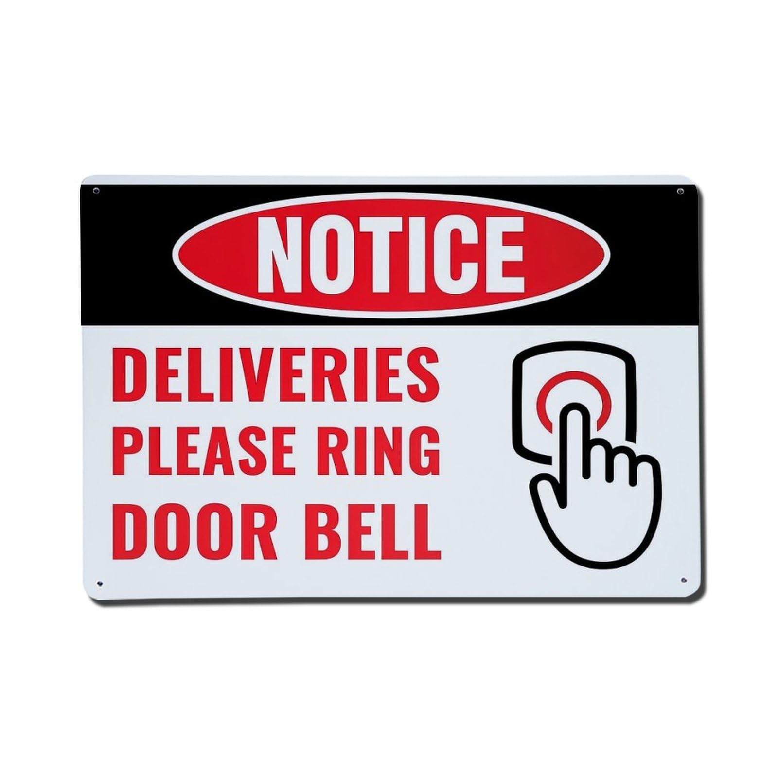 Jdfenggu Vintage Notice Deliveries Please Ring Bell Retro Metal Tin Sign, Metal Poster For Bar, Home, Man Cave, Kitchen, Laundry Room Art Decor 8X12 Inch