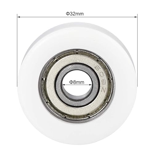 Miniatura 4 de uxcell 608ZZ Rodamiento de bolas Guía Rodillo Rueda redonda 0.315x1.260x0.472 in Doble Metal blindado (GCr15) Rodamientos de acero cromado 4pcs