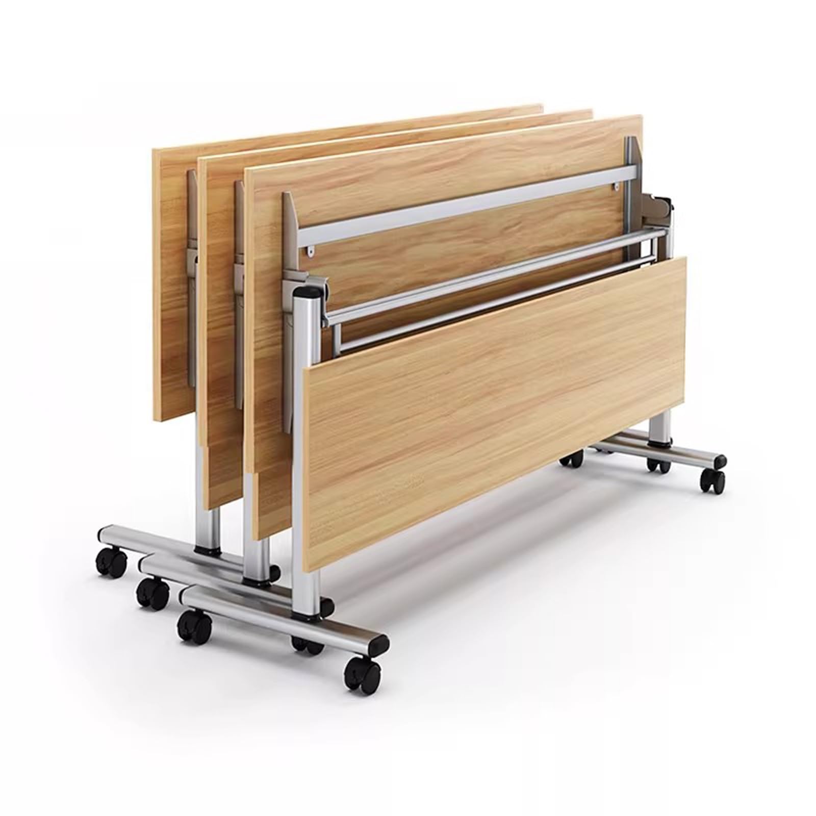 Konferenztisch mit mobilem Design, 360° Schwenkrollen, abschließbar, Sichtschutz, Aufbewahrungsregal, für Büro, Training, Studium, 120 x 40 cm