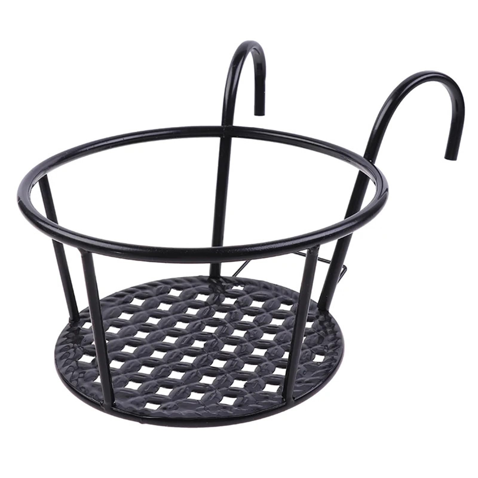 RTBVGHJIK Outdoor Hanging Basket Plant Iron Racks Fence Balcony Round Flower Pot Decor for Outdoor Plants(Black)