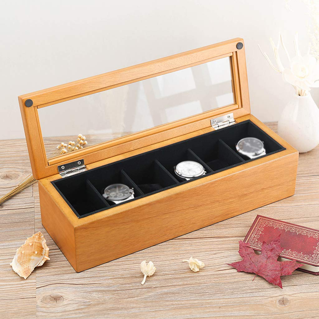 Boîte à Montres En Bois De Candlenut - 9,5x9,5x6,3 Cm - Coussinets Amovibles - Rangement Personnel Ou Pro