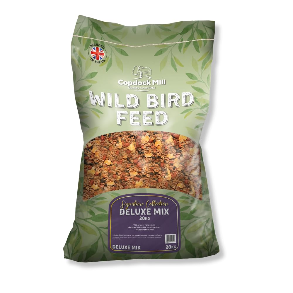 Copdock Mill Deluxe Wild Bird Seed 20kg - High in Energy Wild Bird Food Suitable for All Wild Species with Added Peanuts
