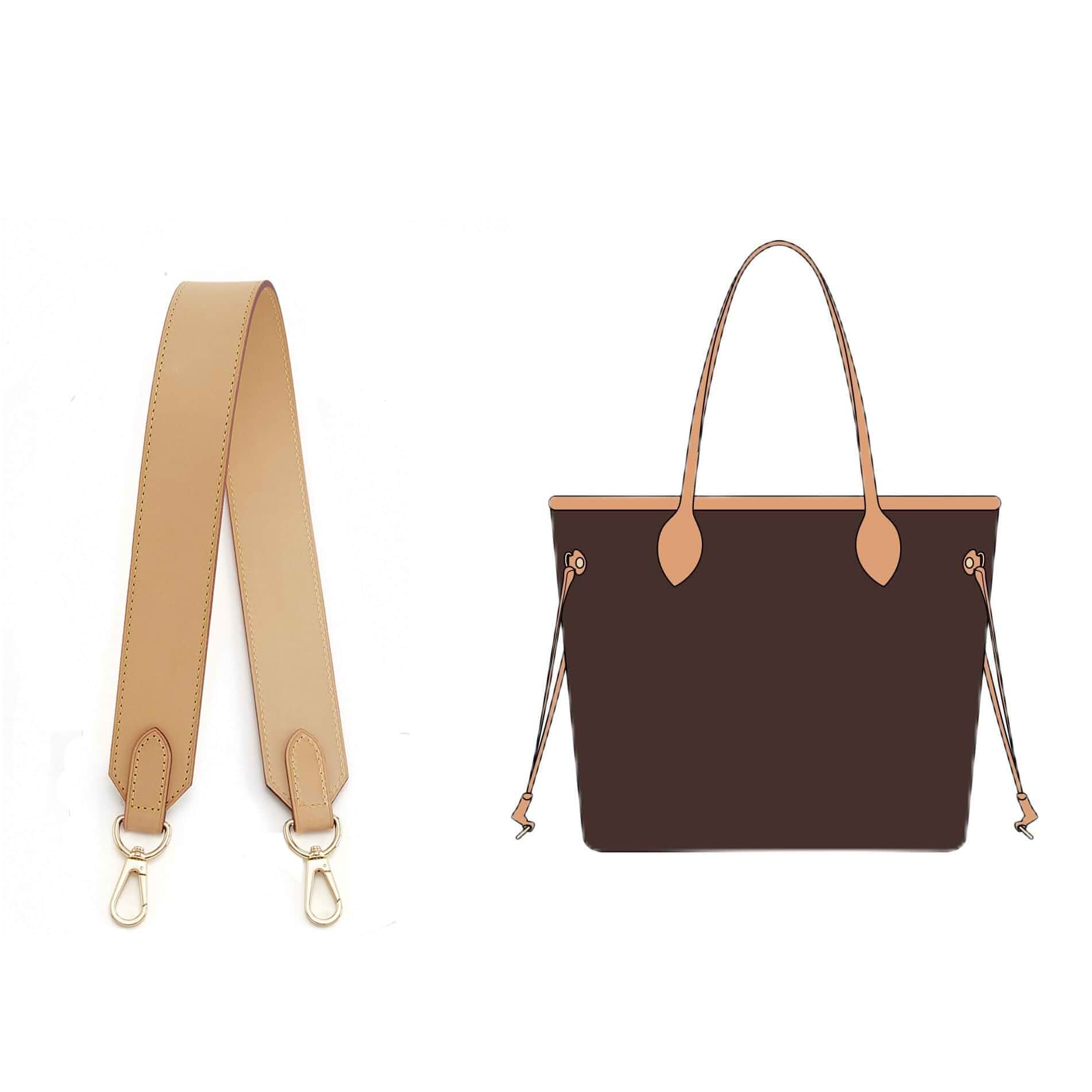 DoxoVachetta Leather Wide Purse Straps Replacement Compatible with Lv Neverfull Graceful Speedy Tote Handbag, Cowhide Shoulder Bag Strap Handmade, 1.5W''/25.6L'',Beige
