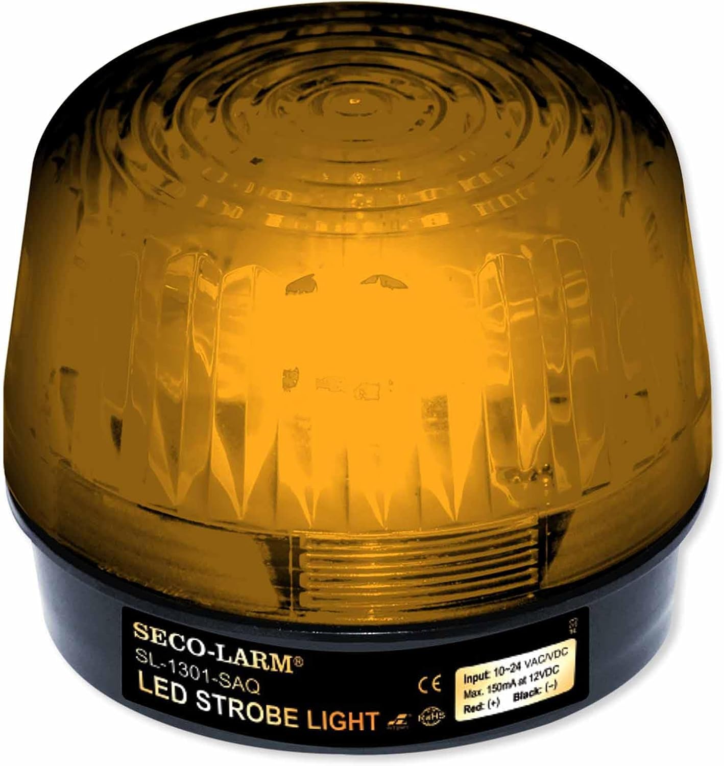 Seco-Larm Enforcer LED Strobe Light with Built-in Programmable Siren, Amber (SL-1301-SAQ/A)