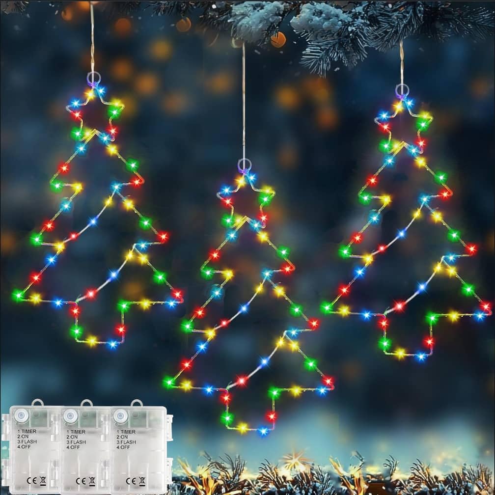 Yowin Stella di Natale Luminosa 2 Pezzi 75 LED Luci Natale da Esterno a Batteria con Timer, Addobbi Natalizi Impermeabile Decorazioni Finestra Natale per Interno Festa Albero Balcone Porta Portico