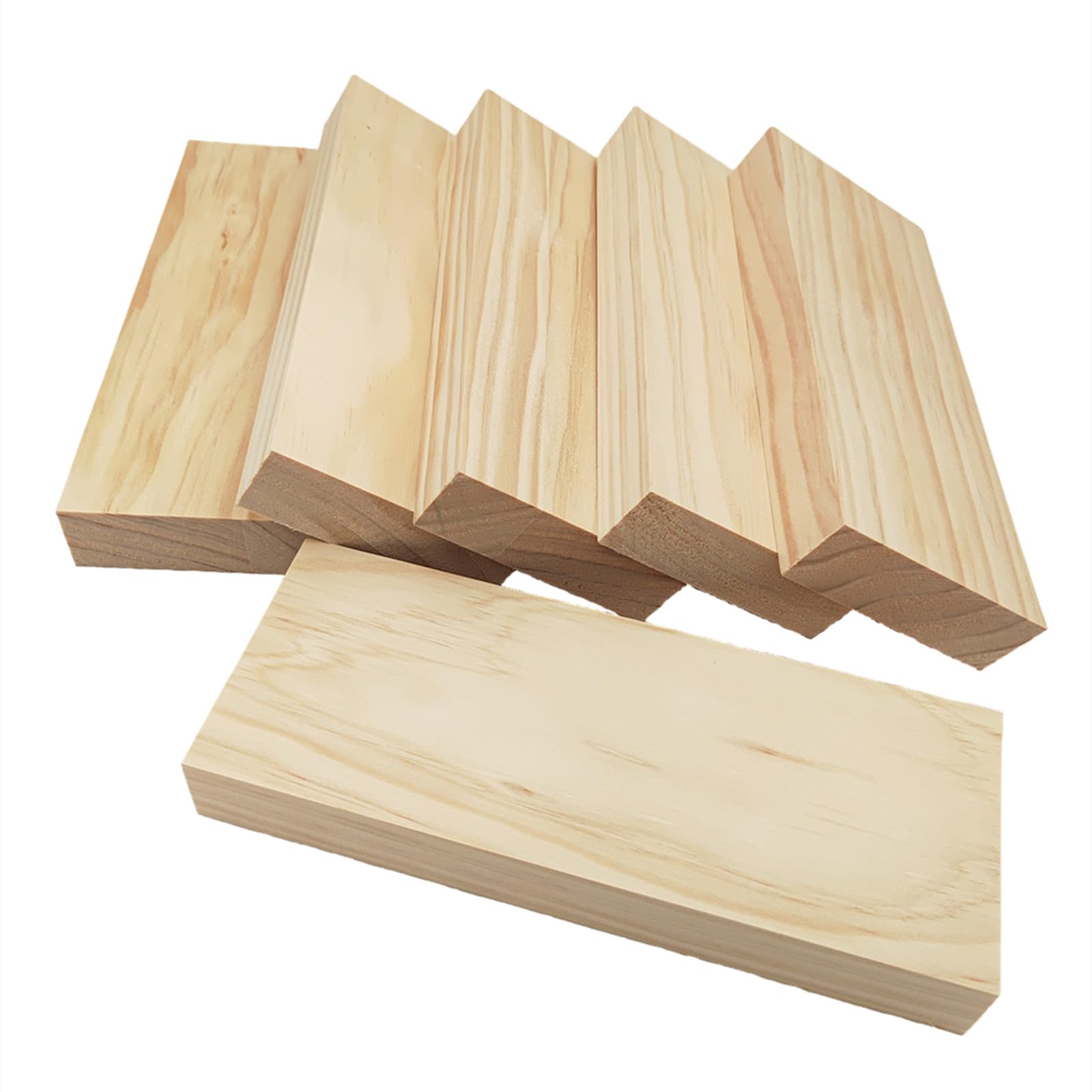 6PCS Rectangle Wood Boards Unfinished Wood Blocks for Crafting 20x8x2.5cm Blank Whittling Wooden Blocks for Carving,Painting & Burning