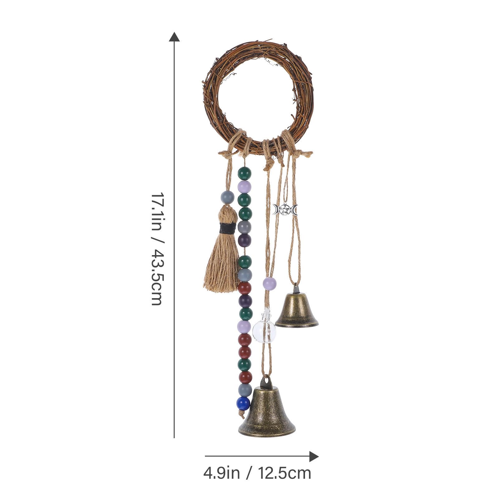 Uonlytech 4 Stück Vintage Windspiel aus Rattan und Holz mit Stern und Mondmotiv Dekoratives Windspiel für Tür Klarer und Süßer Klang Gartendekoration