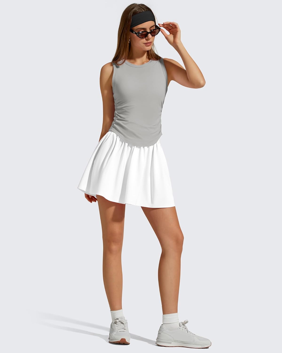 G4Free Ruched Side Workout Tank Tops Woman High Neck Waist Length Gym Tanks Soft Relaxed Fit for Training - Image 3