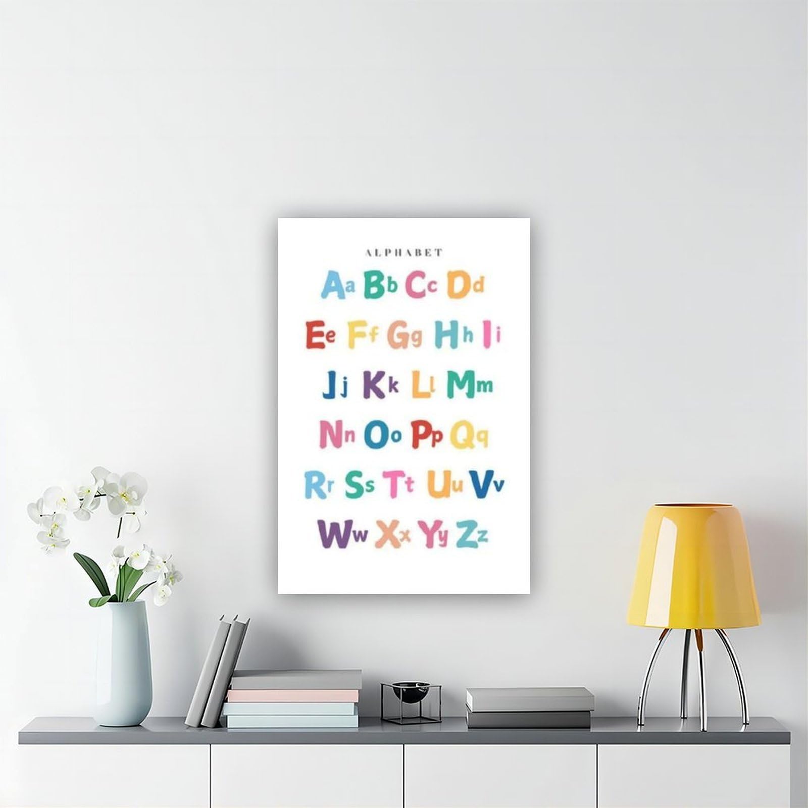 Poster éducatif sur toile avec lettres de l'alphabet arc-en-ciel - Décoration de chambre à coucher, bureau, chambre, cadeau - 50,8 x 76,2 cm (L x l)