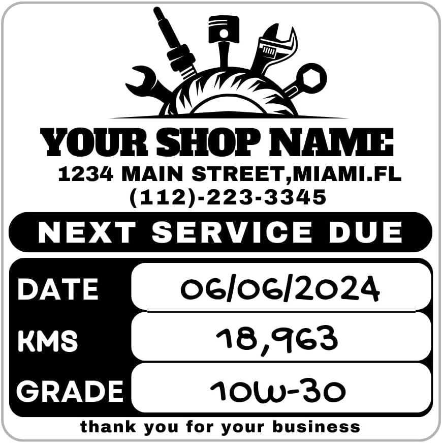 Custom Oil Change Stickers with Logo Business Info, Personalized Oil ...