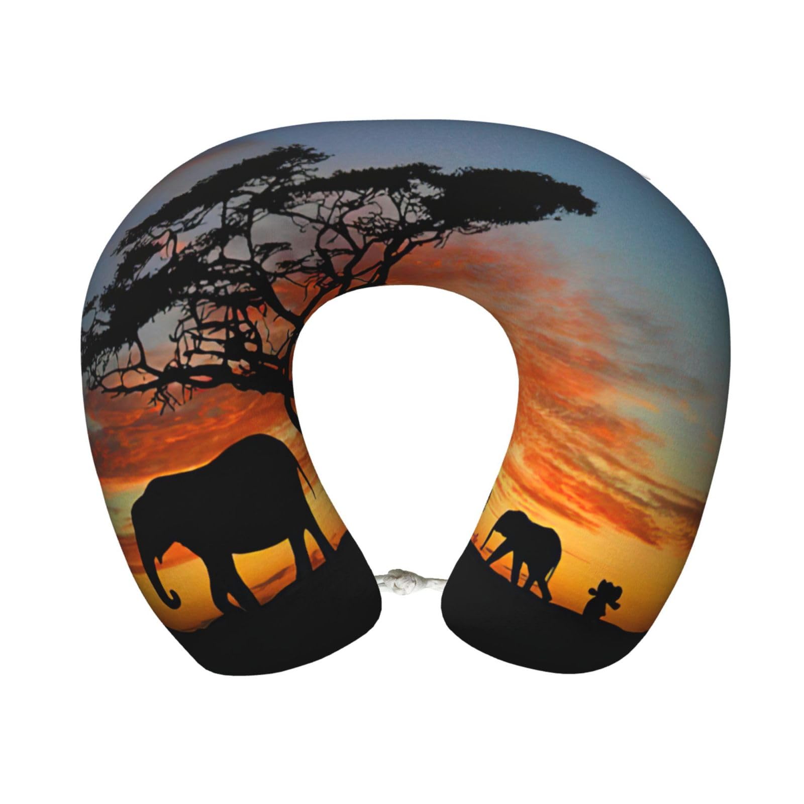 yagDAA African Elephant 1 Print U-Shape Travel Neck Pillows Memory Foam Neck Pillow For Airplane Car Office Sleeping Rest