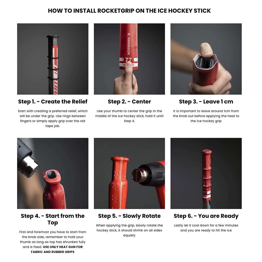 ROCKETGRIP – Impugnatura sportiva per bastone da hockey su ghiaccio – Manopole da hockey in tessuto colorato – Accessori da hockey per adulti e bambini
