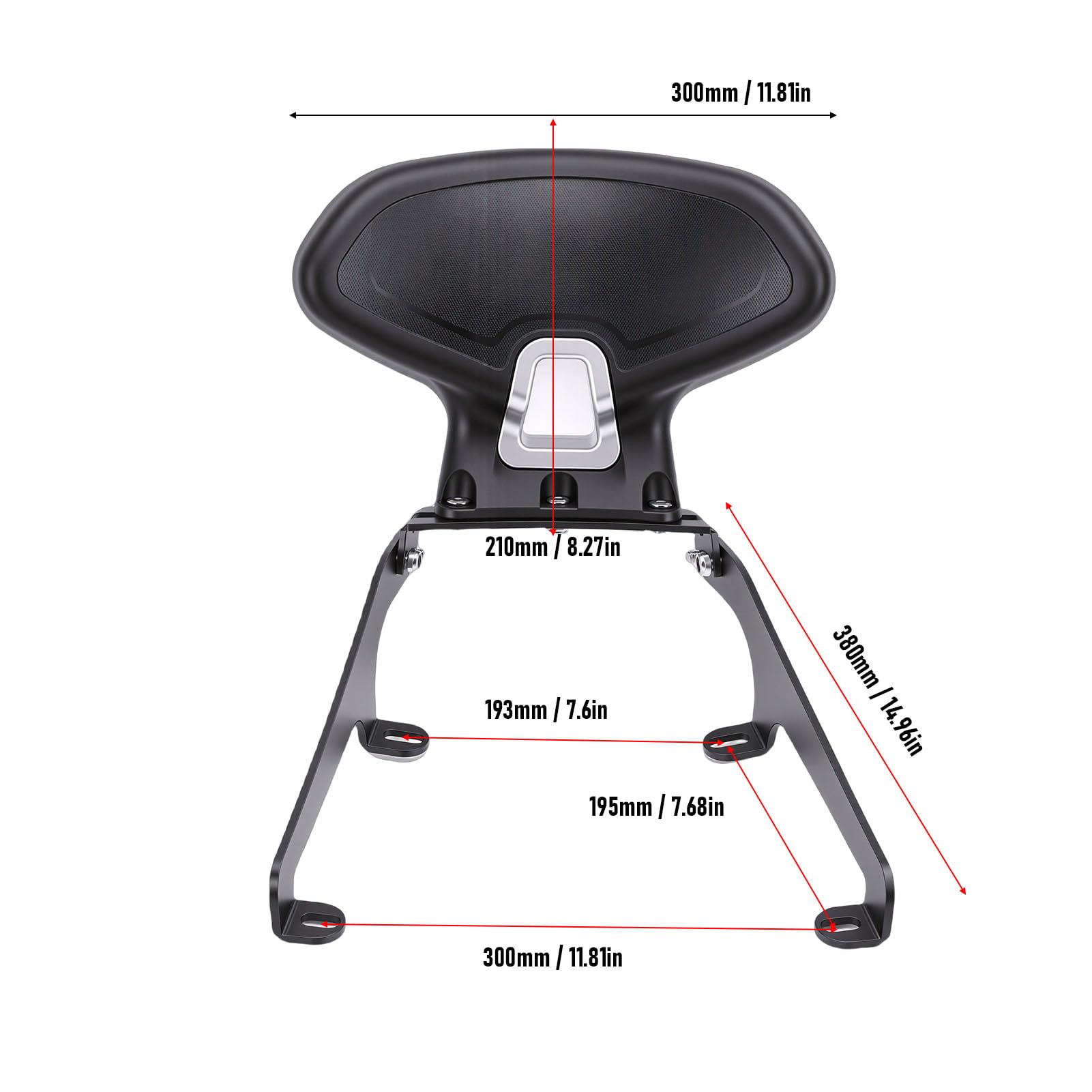 Asixxsix Schienale Posteriore per Moto, Schienale Passeggero Stabile Impermeabile e Resistente Alla Luce Solare Ad Alta elasticità, Sissy Bar con Supporto Lombare Accessori per Installazione Rapida
