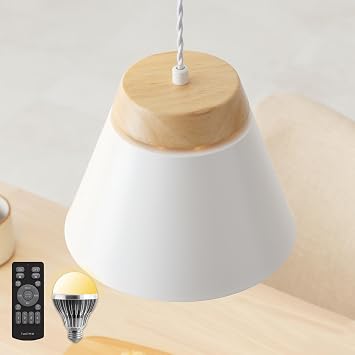 VENTOTA Pendant Light, 1-Light, Stylish, Natural Wood, Ceiling Lighting, Hanging, LED Compatible, E26 Socket, Height Adjustable, Light, Ceiling, Dimmable, Color Adjustable, Lighting Fixture, Dining